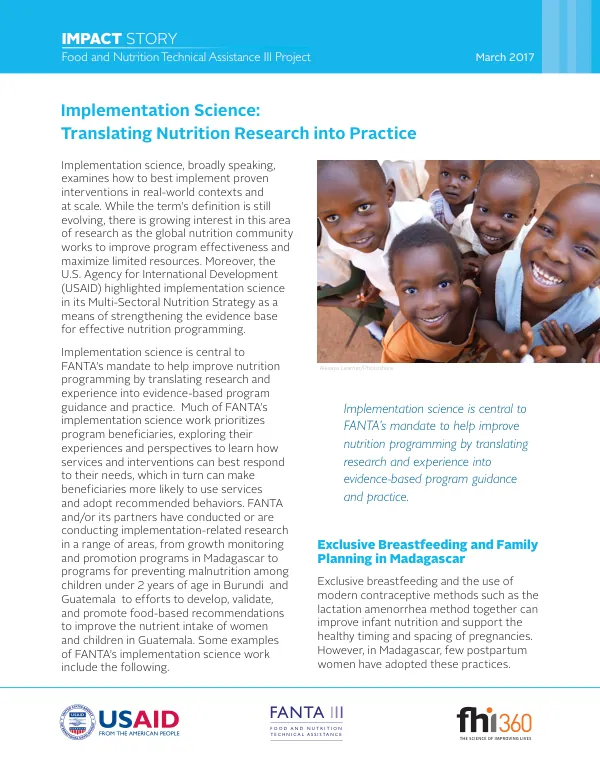 Implementation Science: Translating Nutrition Research into Practice