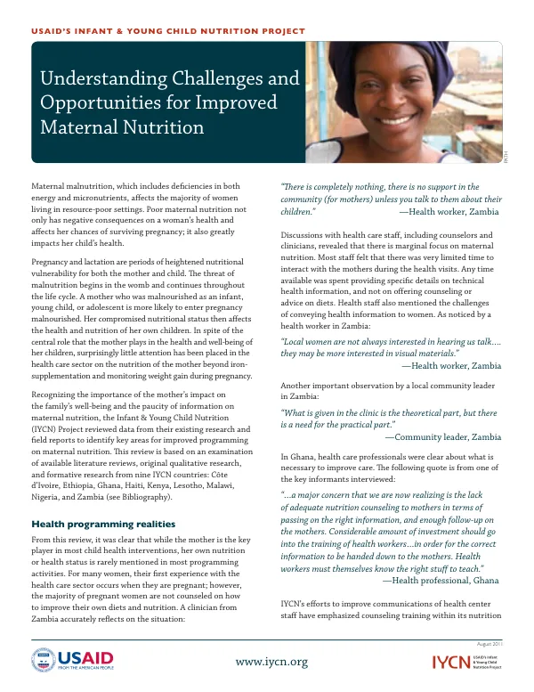 IYCN Maternal Nutrition Brief