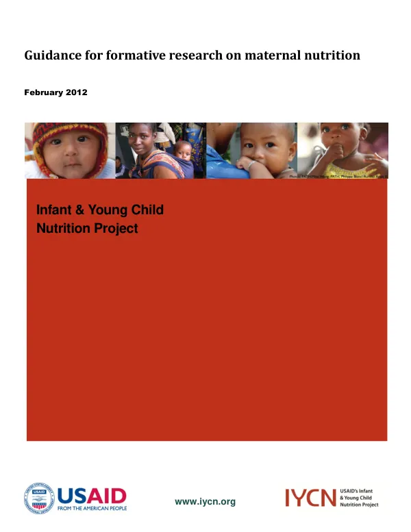 Maternal Nutrition Research Guidance: At a Glance
