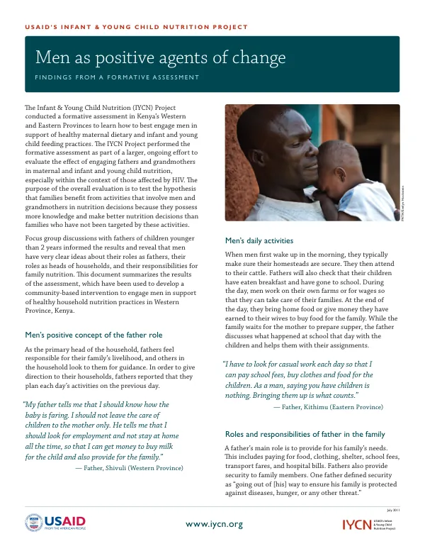 IYCN Men's Role Brief: Infant and Young Child Nutrition in Kenya