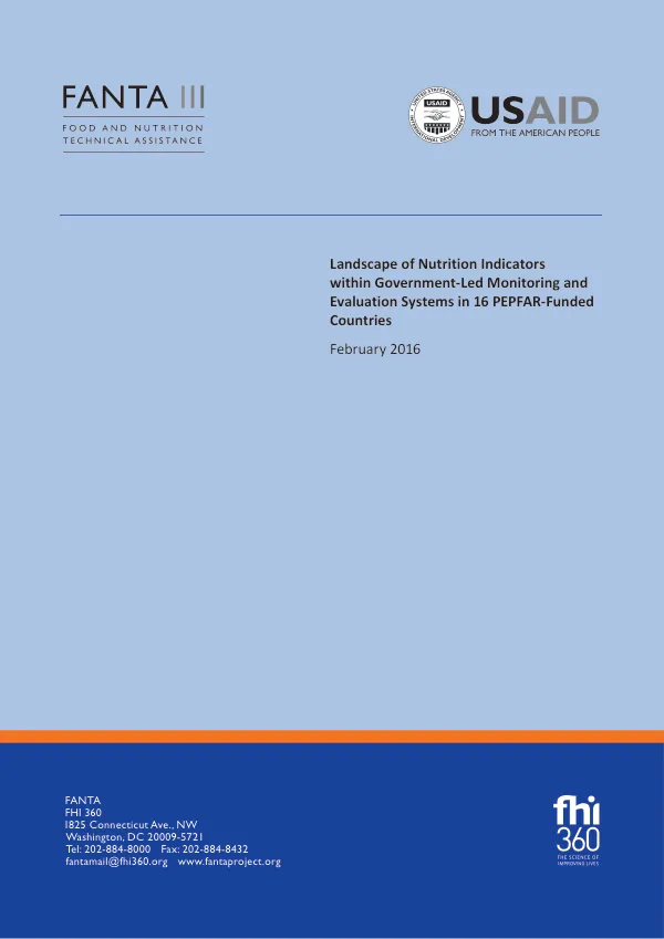 Landscape of Nutrition Indicators in PEPFAR Countries