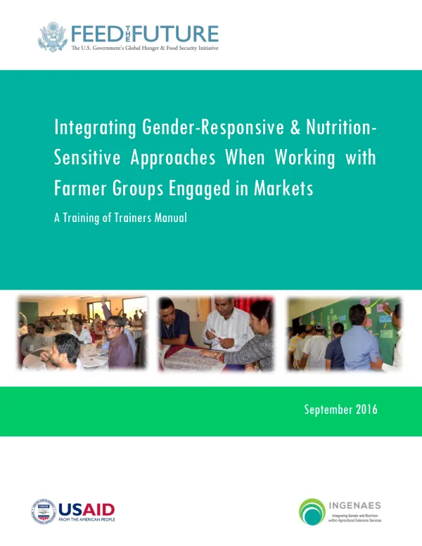 Manual to Integrate Gender and Nutrition for Farmer Markets: TOT Teaching Plan