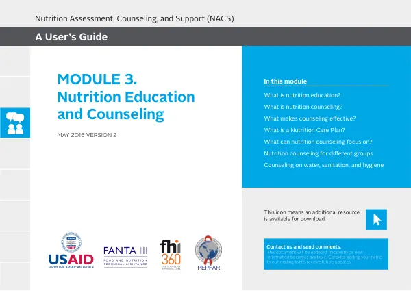 Module 3: Nutrition Education and Counseling (NACS User's Guide)