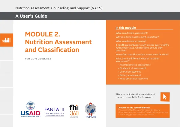 NACS User's Guide: Module 2 - Nutrition Assessment and Classification