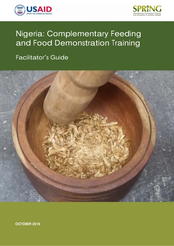 Nigeria: Complementary Feeding and Food Demonstration Training - Facilitator’s Guide