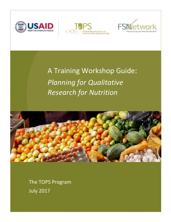 Planning for Qualitative Research for Nutrition