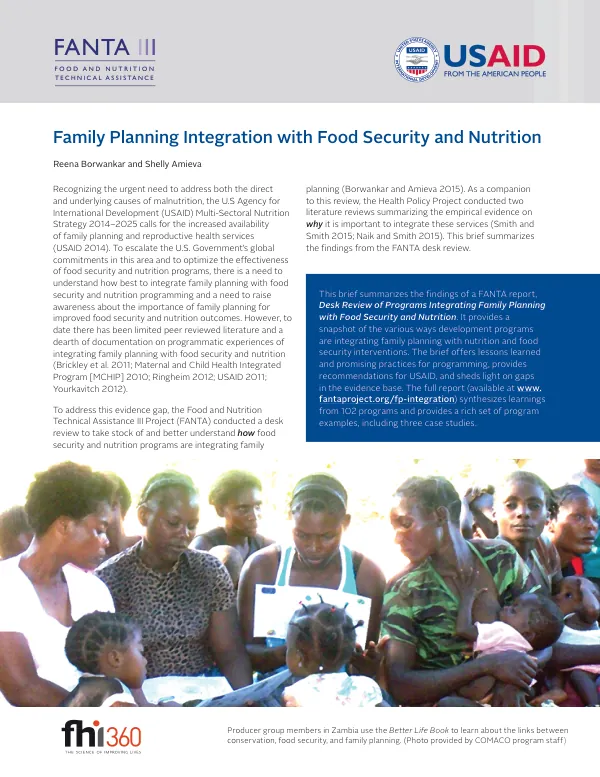 Family Planning Integration with Food Security and Nutrition