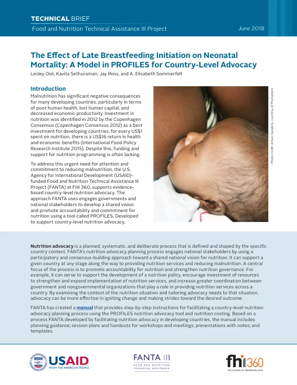 Late Breastfeeding and Neonatal Mortality: A PROFILES Advocacy Model