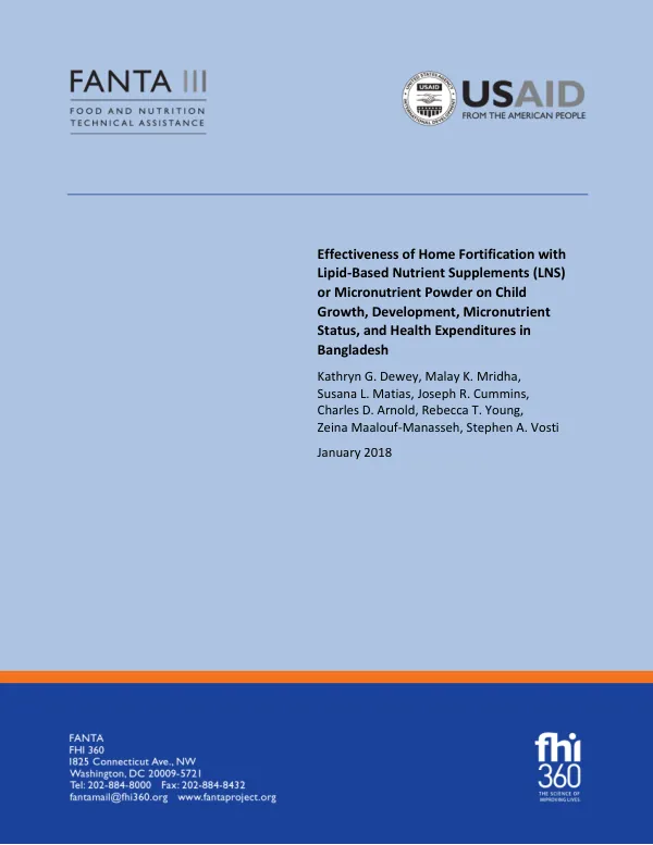 Effectiveness of Home Fortification on Child Outcomes in Bangladesh