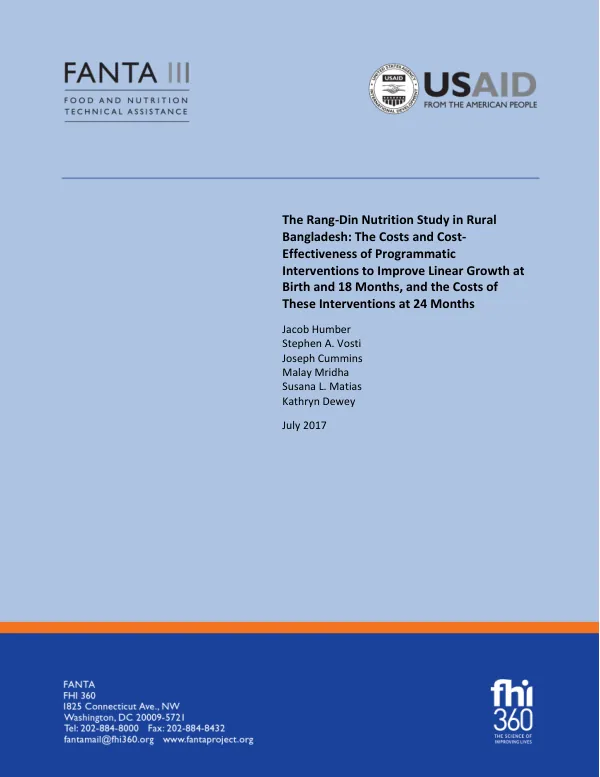 Cost-Effectiveness of Interventions for Linear Growth: Rang-Din Nutrition Study