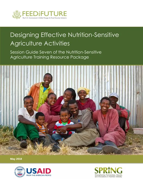 Designing Nutrition-Sensitive Agriculture Activities: Session 7 (May 2018)
