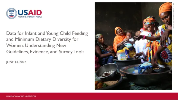 Webinar: Infant and Young Child Feeding & Women's Dietary Diversity - Guidelines, Evidence, and Tools