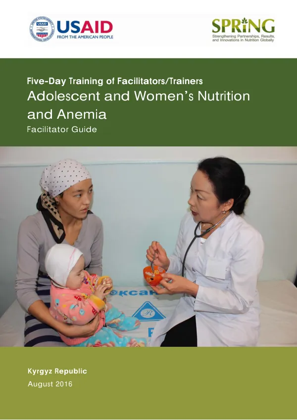 Adolescent and Women's Nutrition and Anemia Training Guide