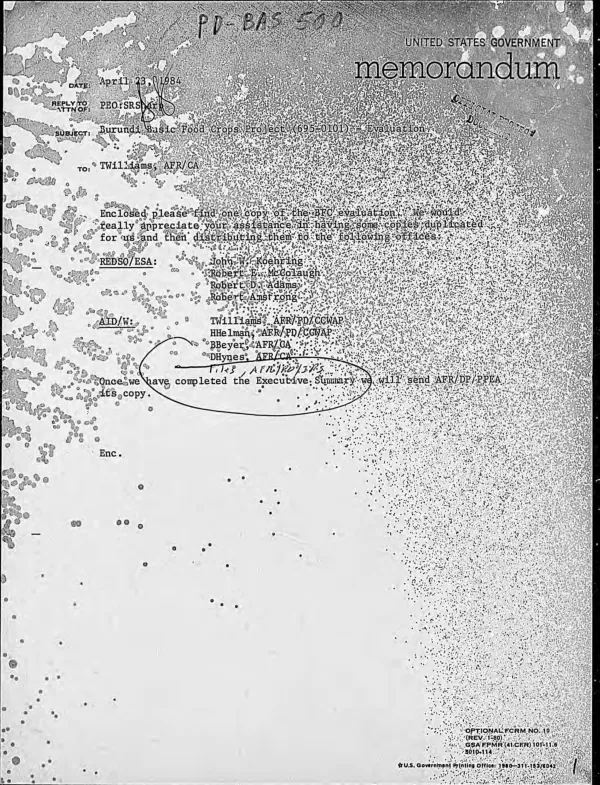 Basic food crops project (695-0101) : evaluation