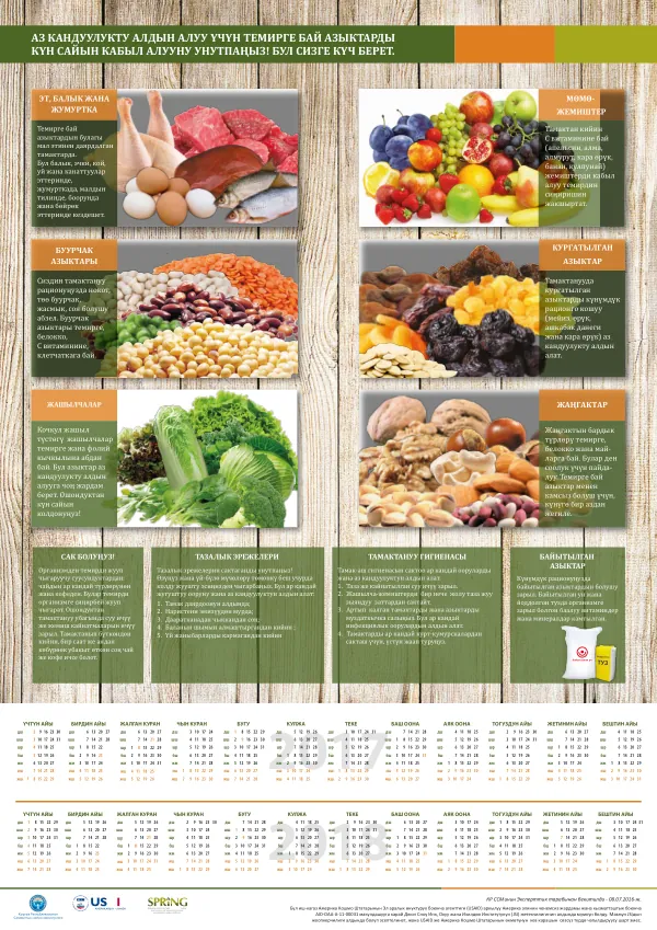 Kyrgyz Nutrition Calendar for Healthy Eating and Anemia Prevention