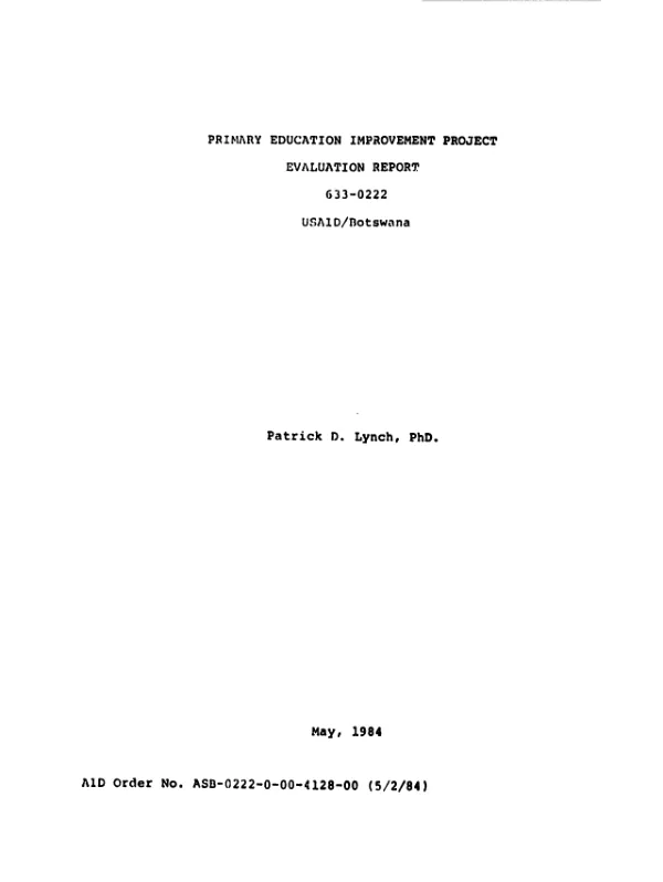 Primary education improvement project evaluation report
