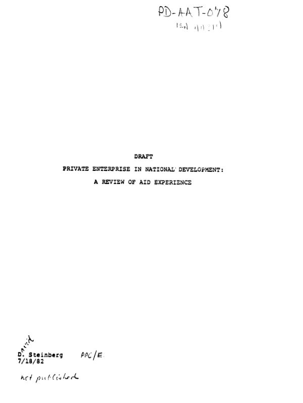 Private enterprise in national development : a review of AID experience