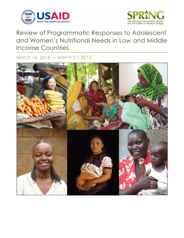 Review of Programmatic Responses to Adolescent and Women's Nutritional Needs in Low and Middle Income Countries