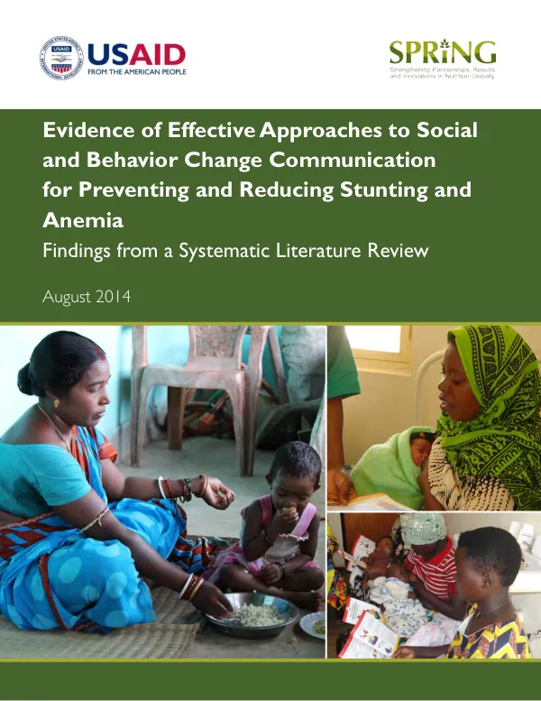 Evidence of Effective SBCC Approaches for Preventing Stunting and Anemia