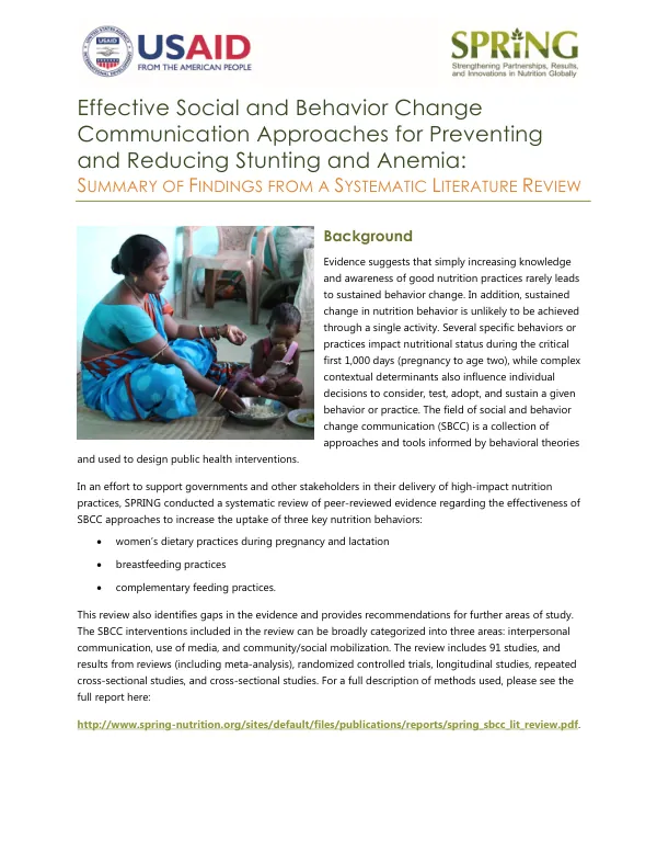 Effective SBCC Approaches for Preventing Stunting and Anemia: A Literature Review
