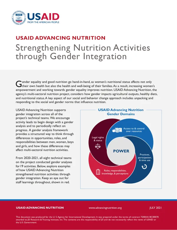 Strengthening Nutrition Activities through Gender Integration (July 2021)