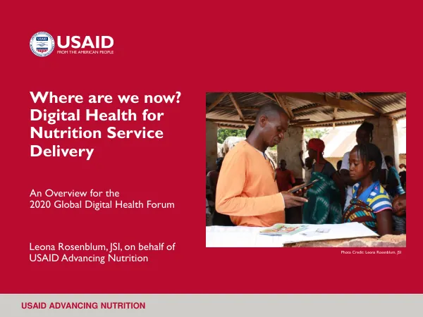 Digital Health for Nutrition Service Delivery: An Overview (2020)