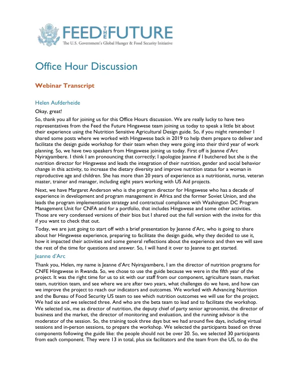 FTF Webinar Office Hour Discussion Transcript - June 2021
