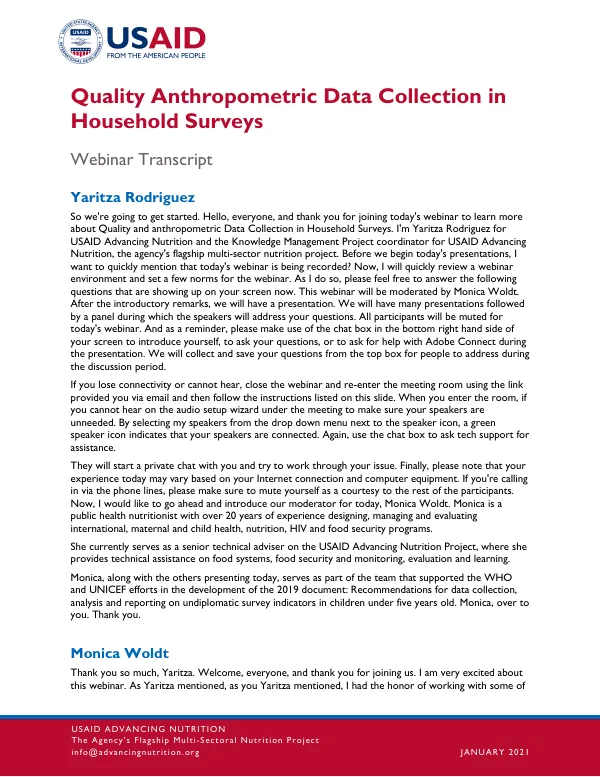 USAID AN Quality Anthropometric Data Collection in Household Surveys (January 2021)