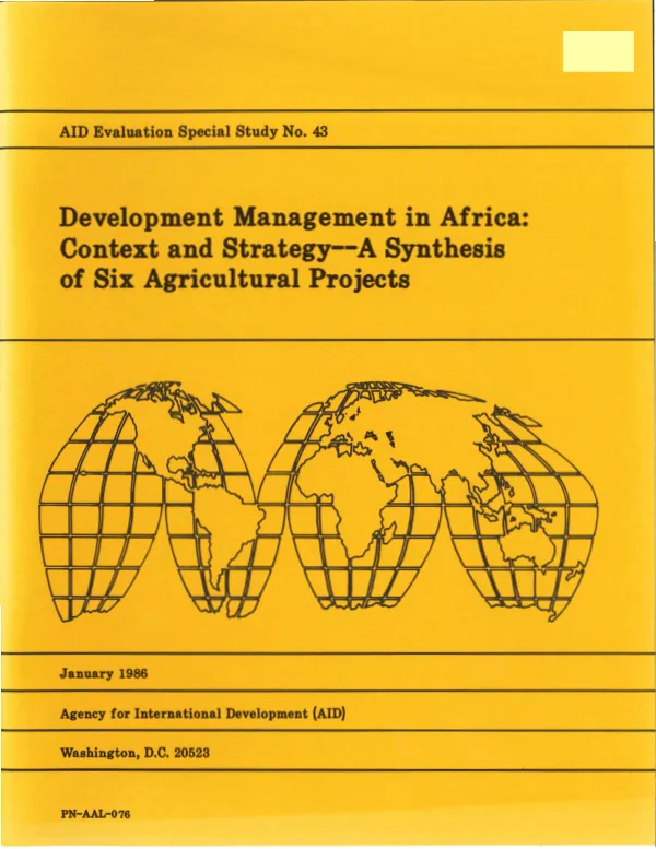 Development management in Africa : context and strategy -- a synthesis of lessons from six agricultural development projects