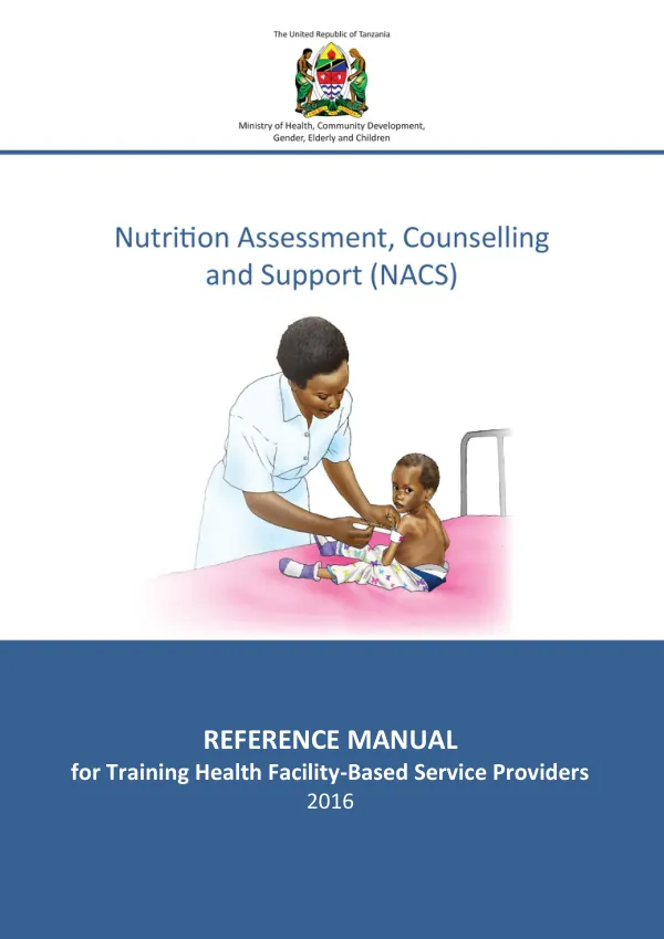 Tanzania NACS Reference Manual: Training for Health Facility-Based Service Providers (2016)