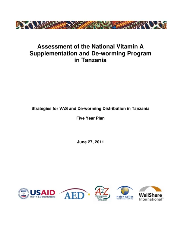 Tanzania VAS & De-worming Strategic Plan