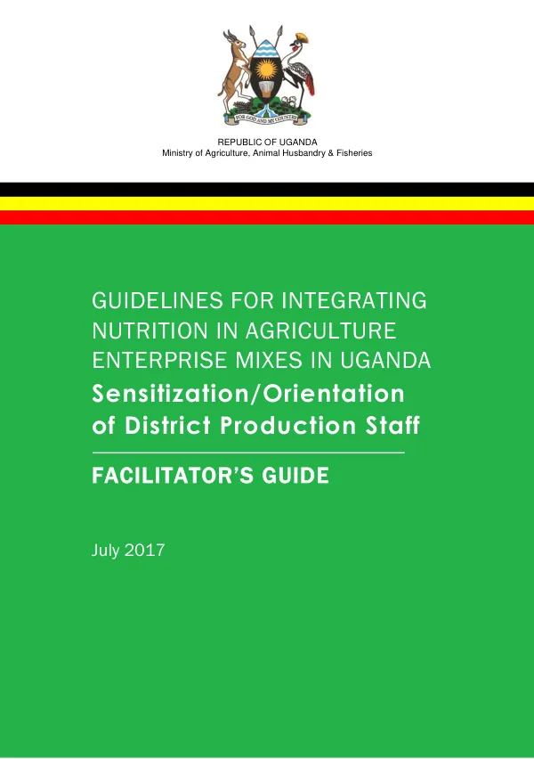 Uganda Agriculture-Nutrition Integration Facilitator's Guide