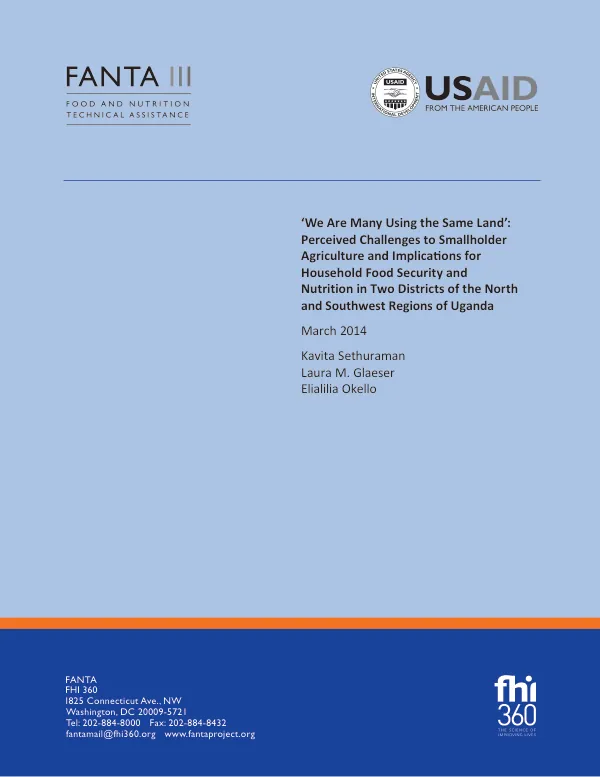Perceived Challenges to Smallholder Agriculture and Implications for Household Food Security and Nutrition in Uganda