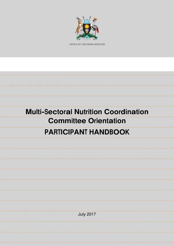Multi-Sectoral Nutrition Coordination Committee Orientation: Participant Handbook for Ugandan Local Governments