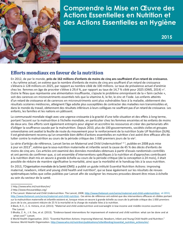 Guide to Essential Nutrition and Hygiene Actions (ENA/EHA) Framework