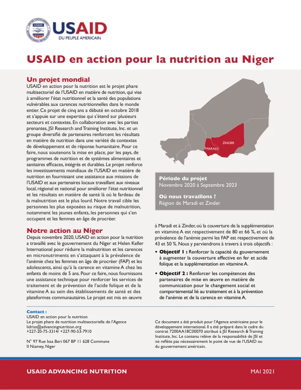 USAID Advancing Nutrition Niger Fact Sheet (May 2021)