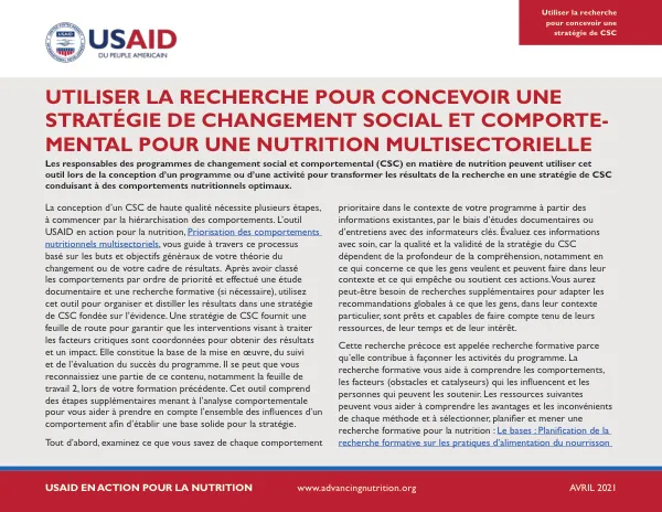 Designing a Social and Behavioral Change Strategy for Multisectoral Nutrition