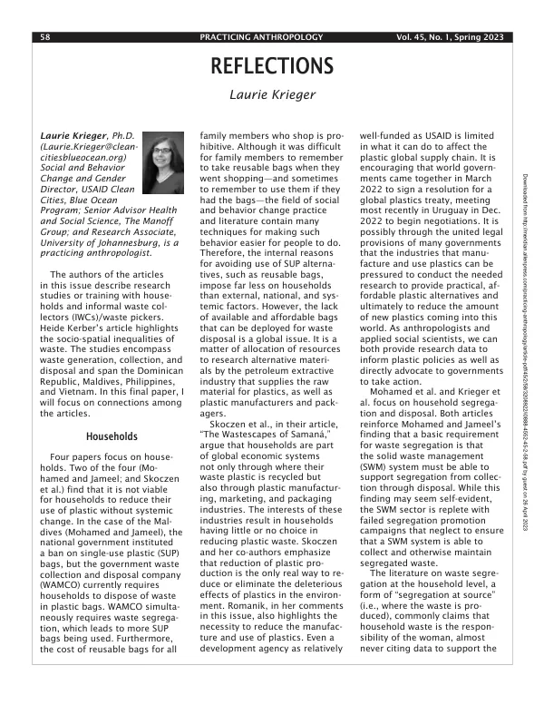 Reflections: Waste Management and Informal Waste Collectors