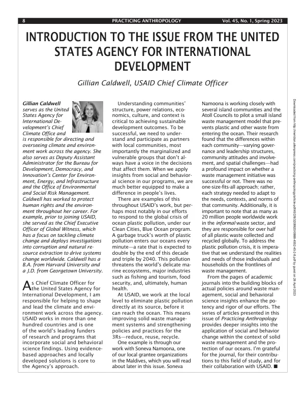 Introduction to the Issue from the United States Agency for International Development