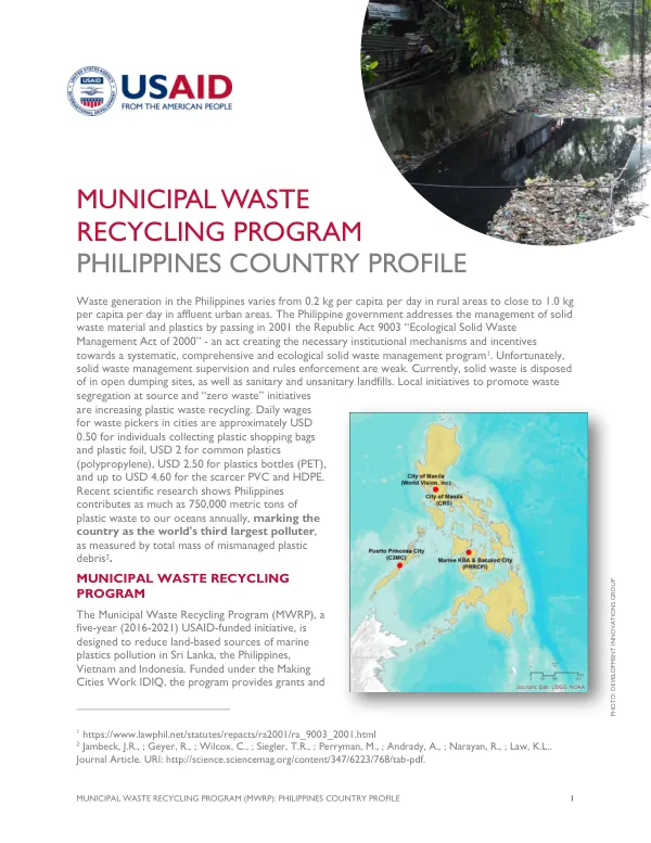 MWRP Philippines: A Two-Page Country Profile on Waste Management and Recycling