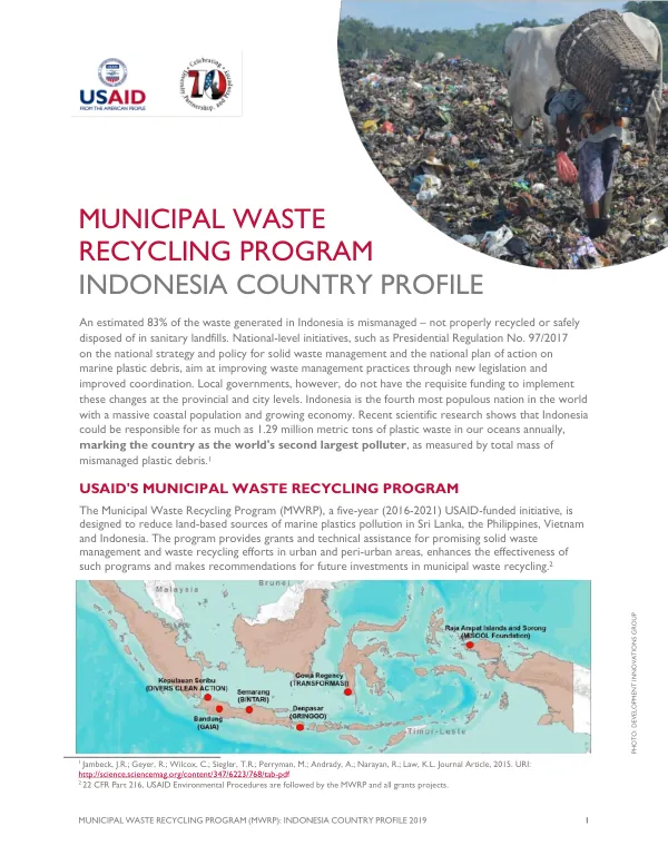 Jakarta MWRP Indonesia Fact Sheet: Grants and Grantees for Waste Recycling