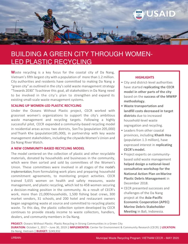 Oceans Without Plastic: Da Nang Project Factsheet