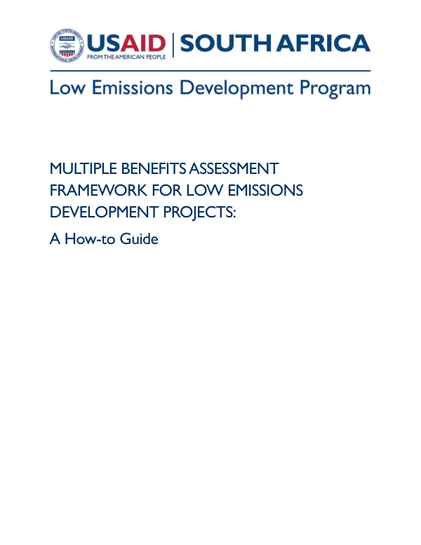 USAID SA-LED Multiple Benefits Assessment Guide for Low Emissions Development Projects