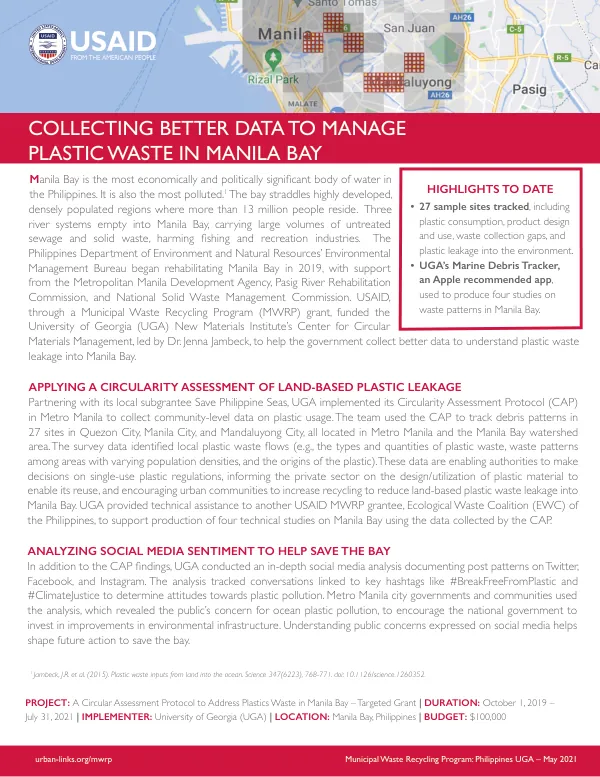 UGA Project: Addressing Plastic Waste in Manila Bay