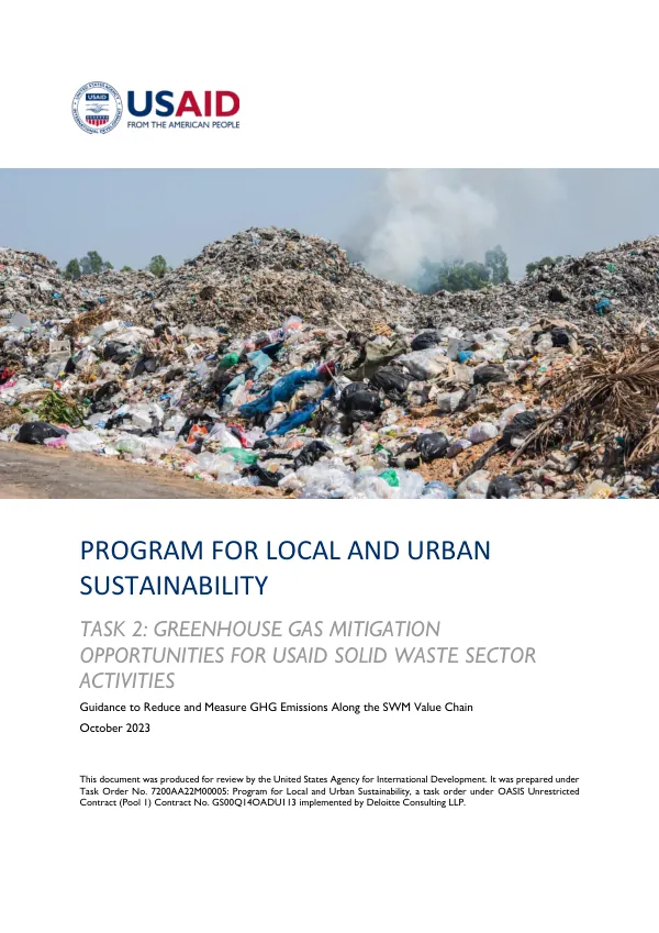 USAID PLUS: GHG Emissions & Mitigation Opportunities in Solid Waste Management