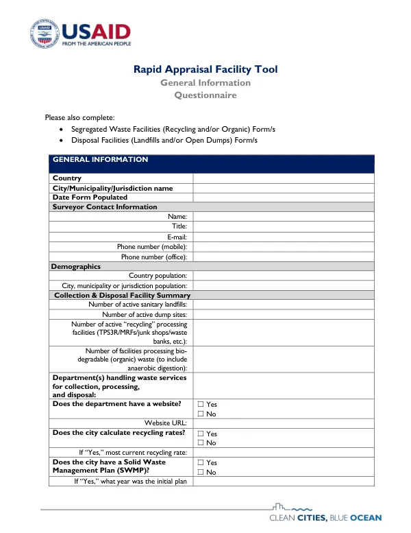 USAID CCBO RAFT General Information Questionnaire