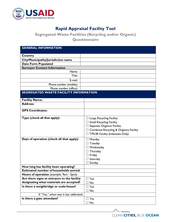 CCBO RAFT Segregated Waste Facility Questionnaire