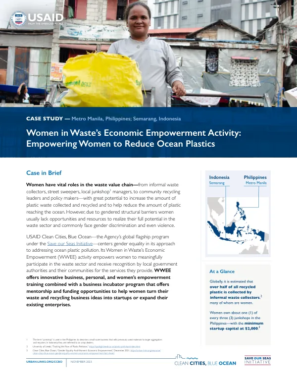 USAID Women in Waste's Economic Empowerment Activity: Reducing Ocean Plastics