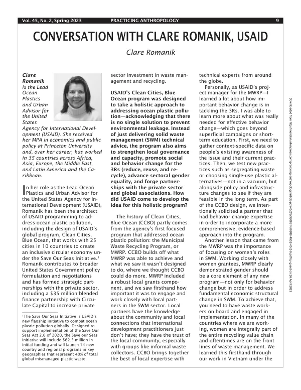 Conversation with Clare Romanik: USAID's Approach to Ocean Plastic Pollution