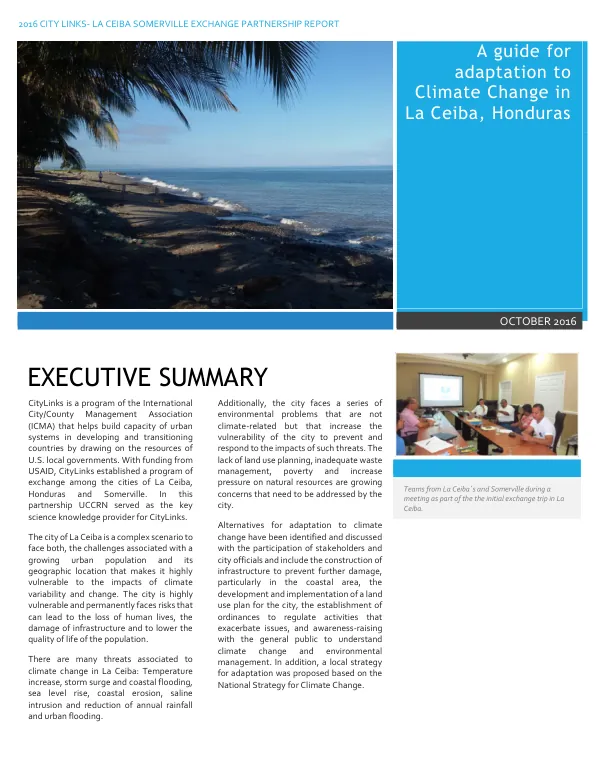 A Guide for Adaptation to Climate Change in La Ceiba, Honduras